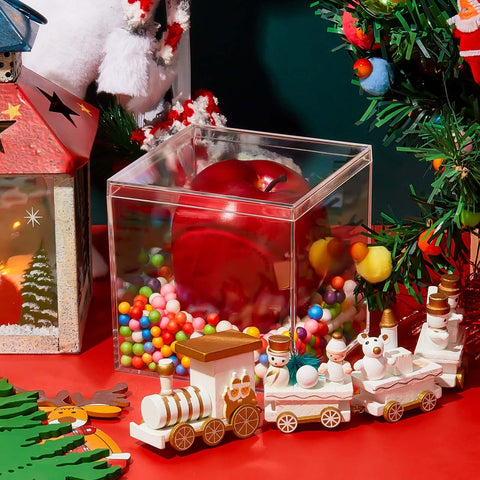Blulu clear acrylic box with lid open for easy access to contents