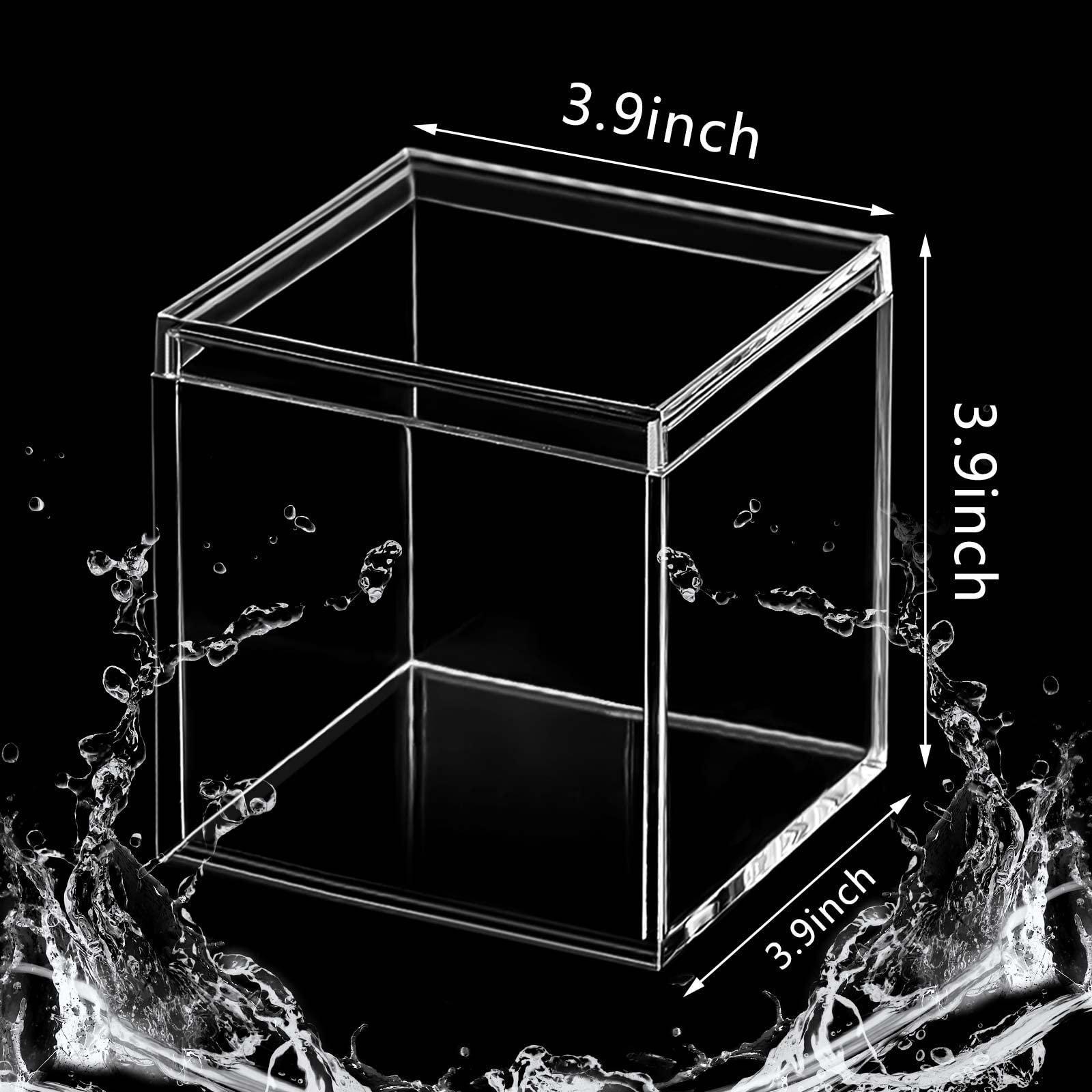 Blulu clear acrylic box side view highlighting slim profile and lid