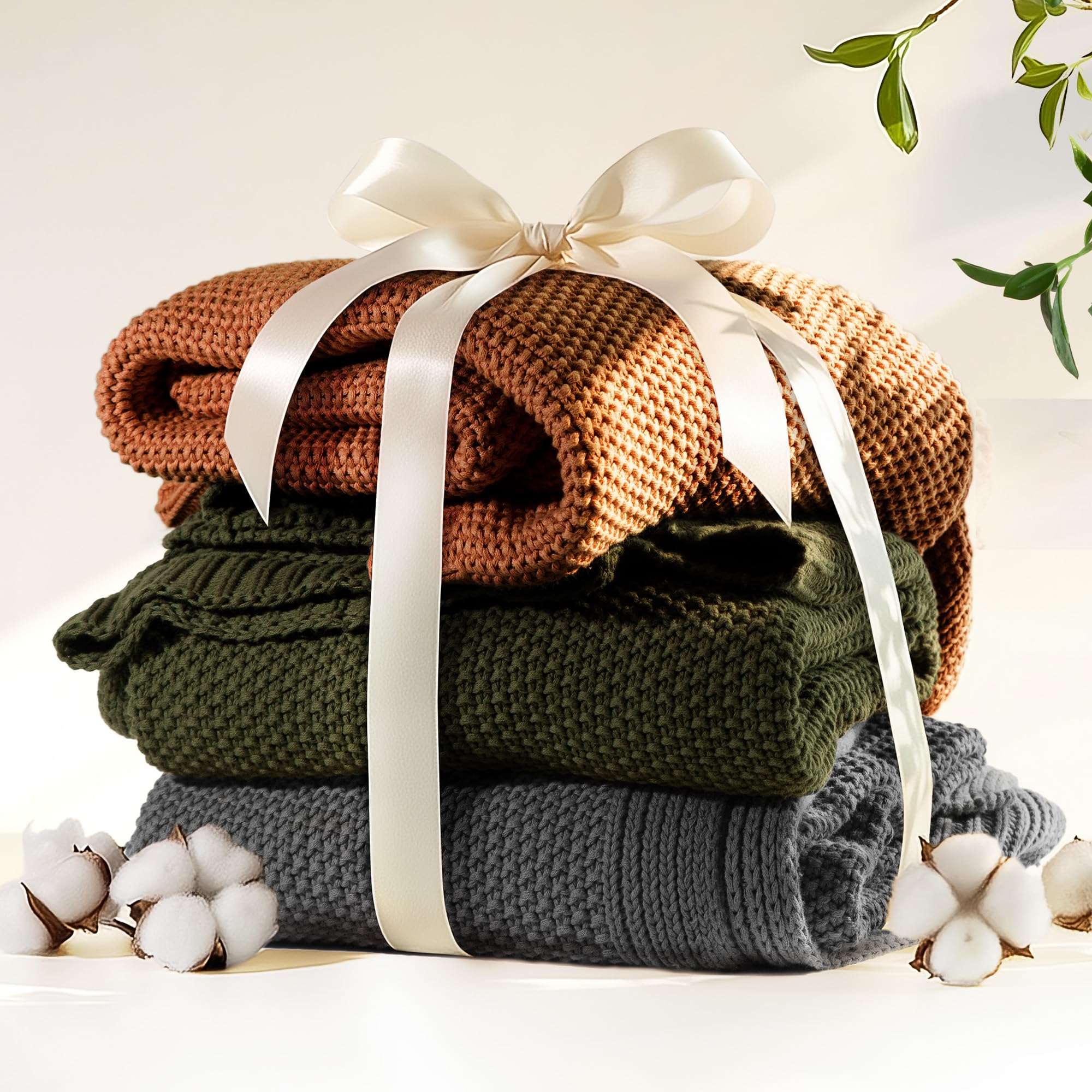 blunique cozy olive-green throw on sofa creates inviting living space