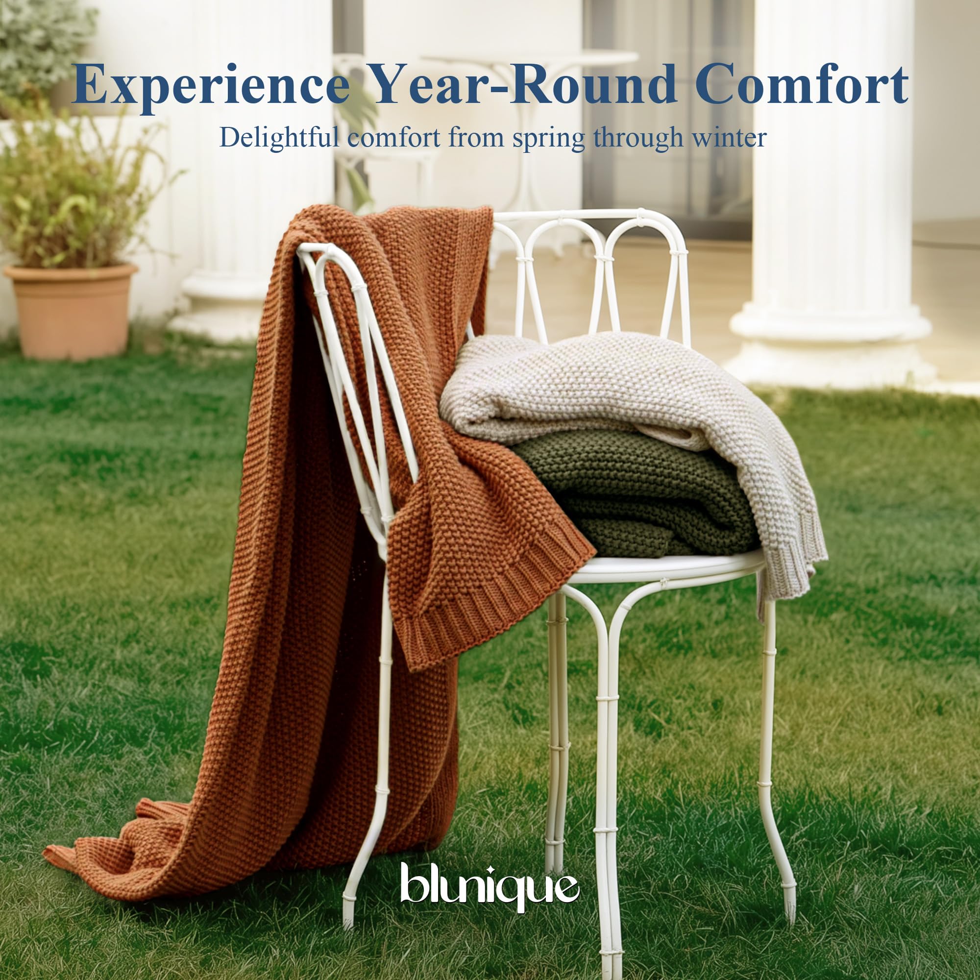 blunique gift-ready cable knit blanket suitable for housewarmings