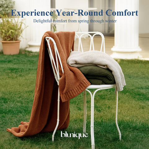 blunique gift-ready cable knit blanket suitable for housewarmings