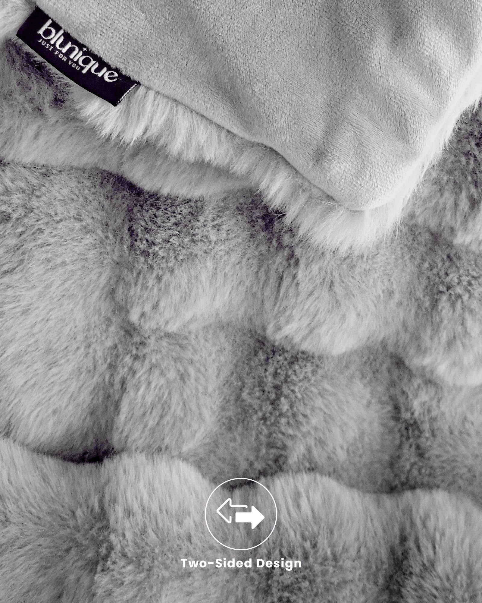 blunique Ultra Soft Cozy Faux Fur Throw sized 50x60 inches for versatile use.