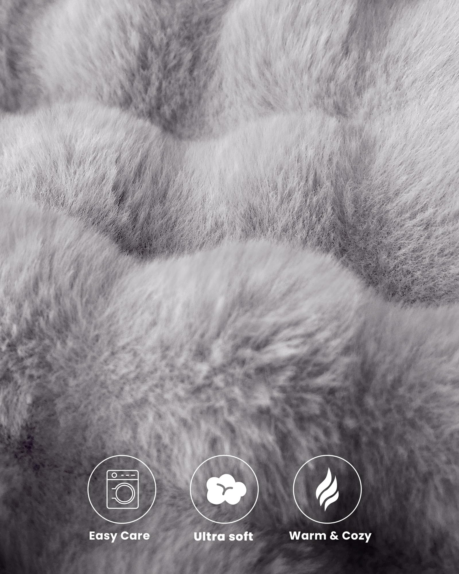 blunique Ultra Soft Cozy Faux Fur Throw neatly folded for storage.