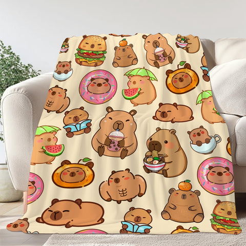 Bmaows Capybara Gifts Blanket closeup highlights plush texture for cozy warmth.