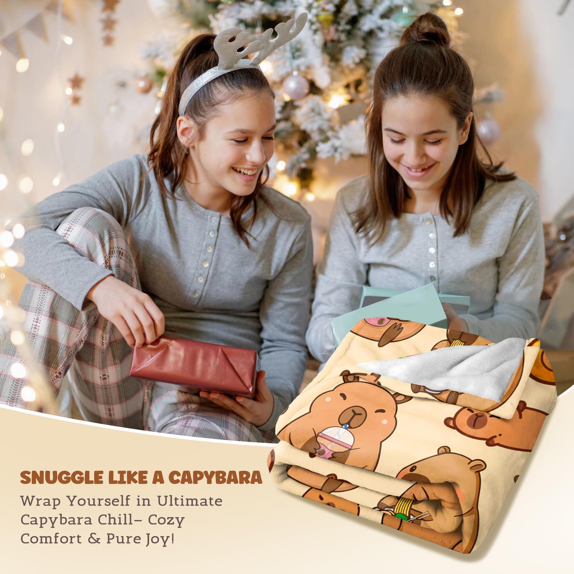 Bmaows Capybara Gifts Blanket soft-flannel fabric shows lightweight warmth for year-round comfort.