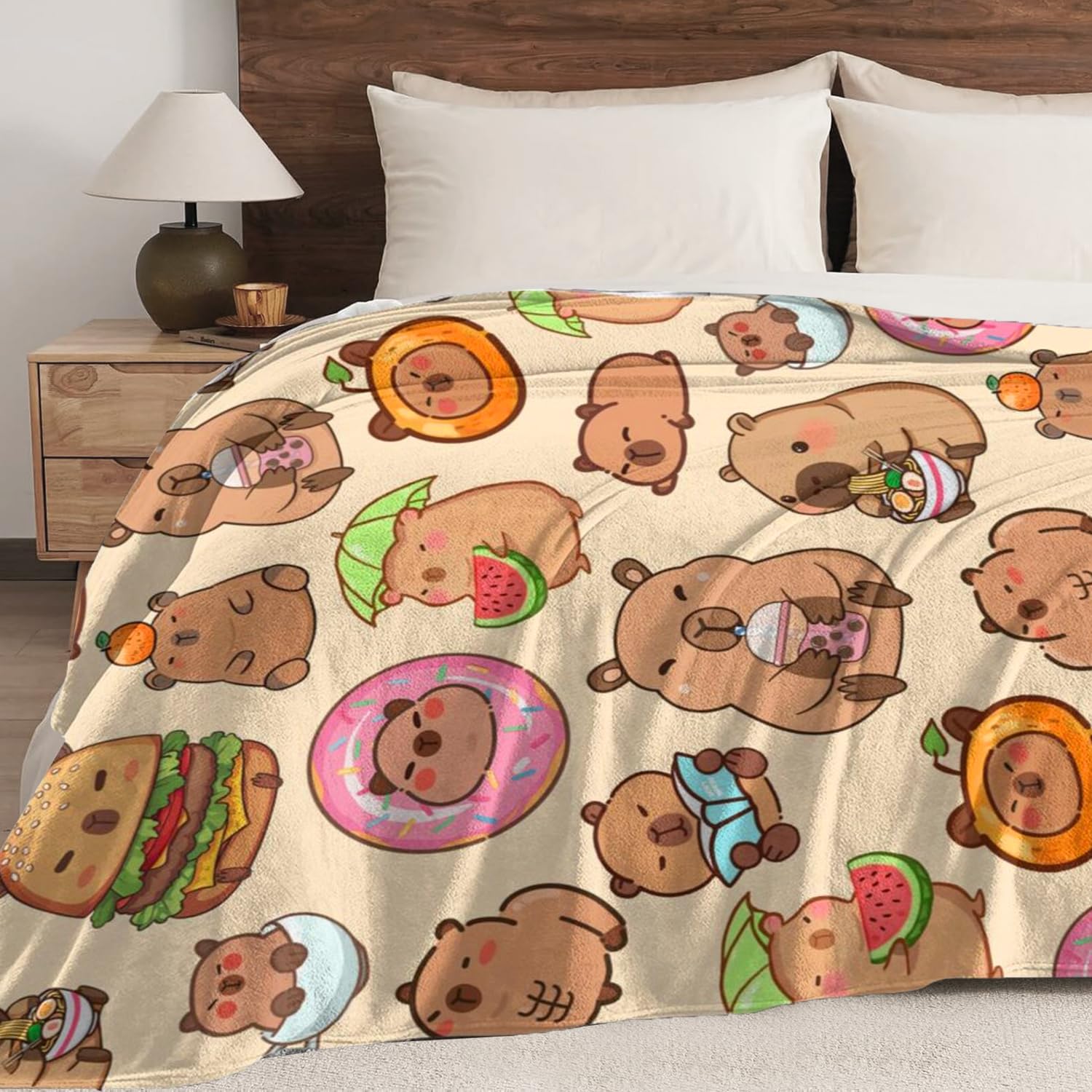 Bmaows Capybara Gifts Blanket travel-size fits car seats and journeys.