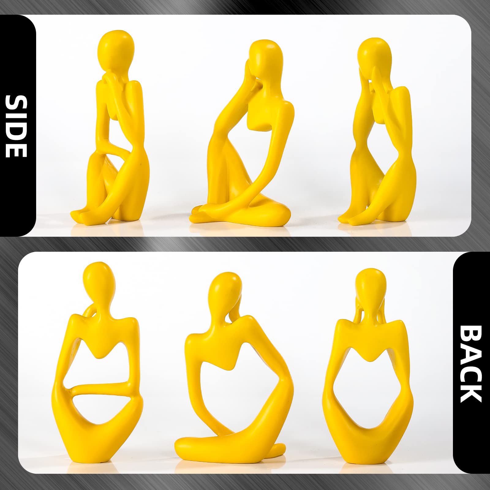 BMLCGJ Thinker statue on mantel adds warm, modern vibes to living rooms.