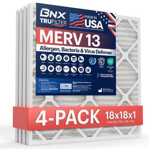 BNX TruFilter packaging showing eco-friendly filtration for home HVAC systems