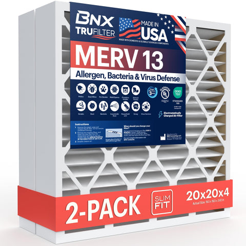 BNX TruFilter 20x20x4 filter demonstrates compact size for efficient HVAC replacement