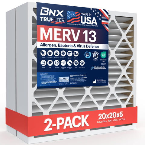 BNX TruFilter 20x20x5 package image for easy replacement in HVAC systems.
