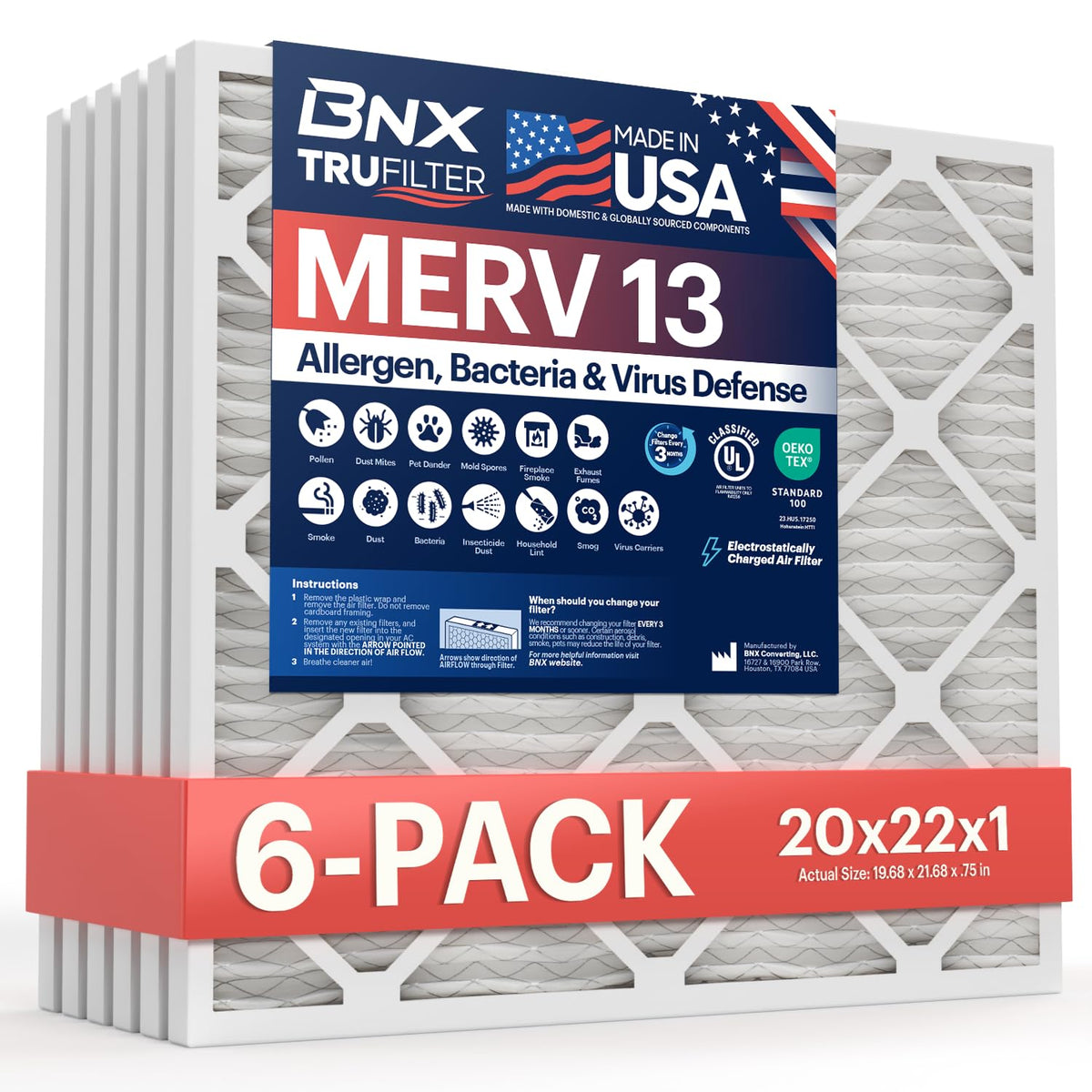 BNX TruFilter front view shows a compact filter for HVAC systems reducing pollen intrusion