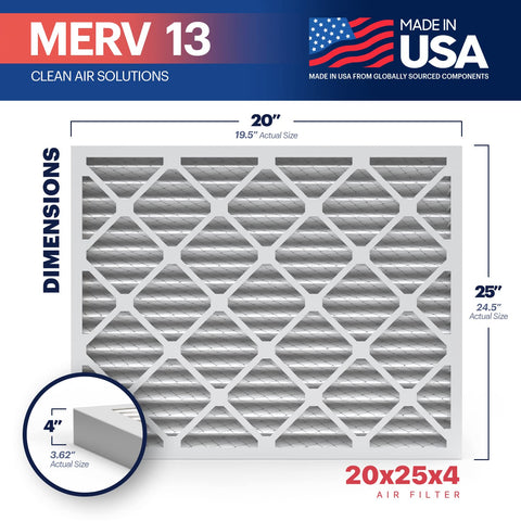 BNX TruFilter 20x25x4 side view showing compact profile for tight HVAC spaces.
