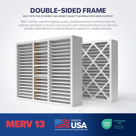 BNX TruFilter MERV 13 media captures pollen and smoke efficiently.