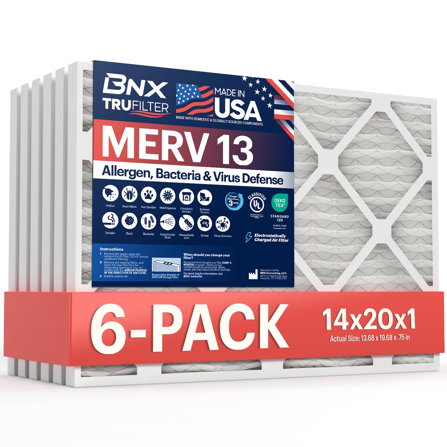 BNX TruFilter packaging box shows eco-friendly design and labeling.