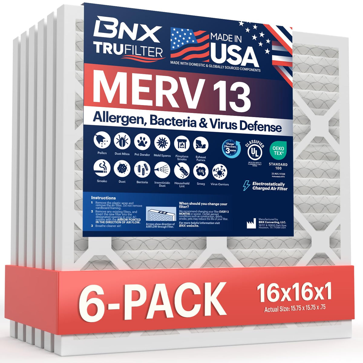 BNX TruFilter six-pack packaging front for convenient replacement.