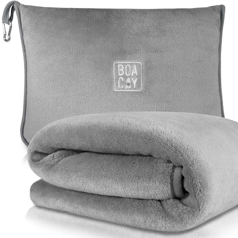 BOACAY soft warm travel blanket in airplane setting provides cozy comfort on long flights.