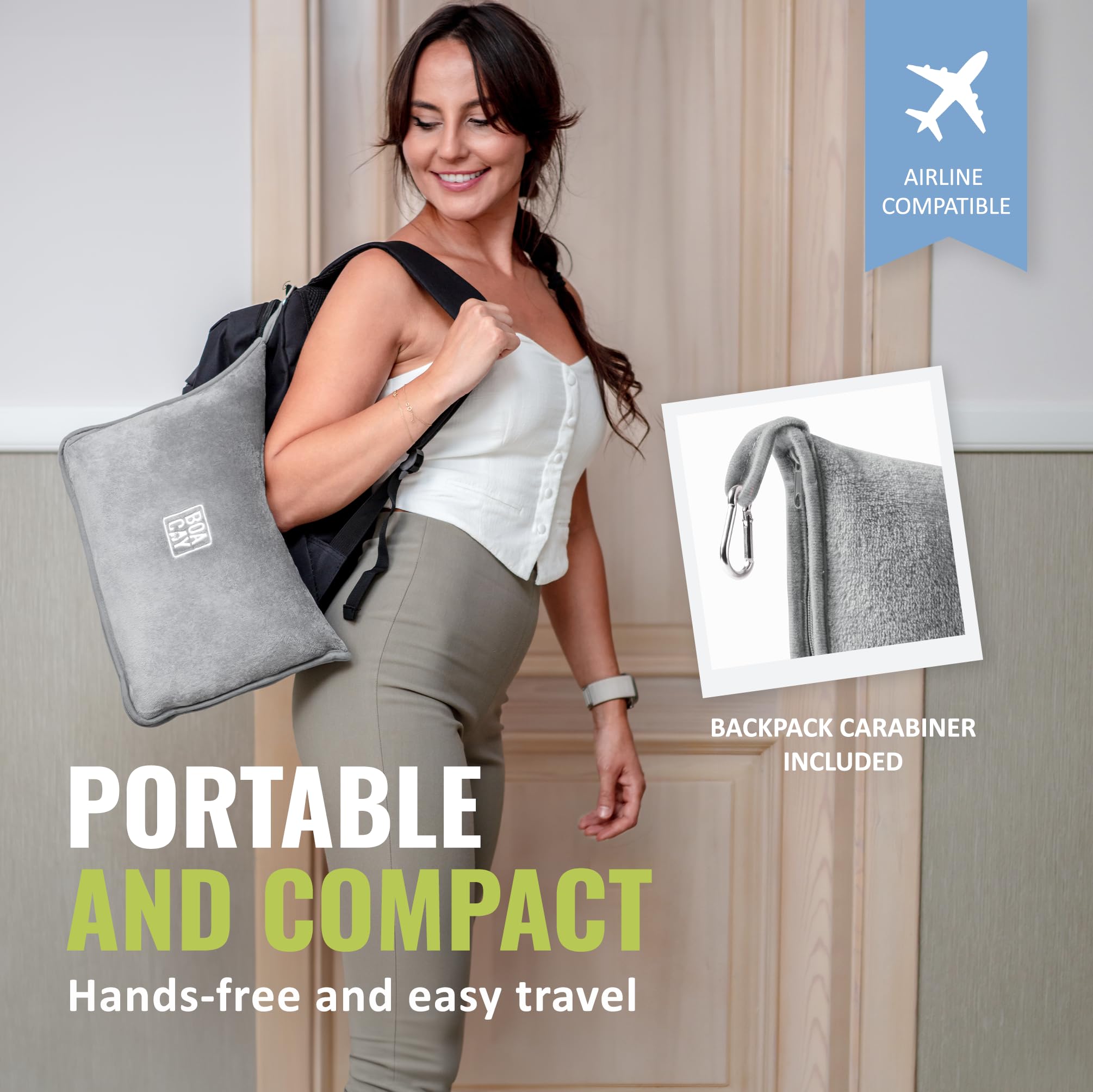 BOACAY travel blanket with luggage sleeve ensures hands-free airport comfort.