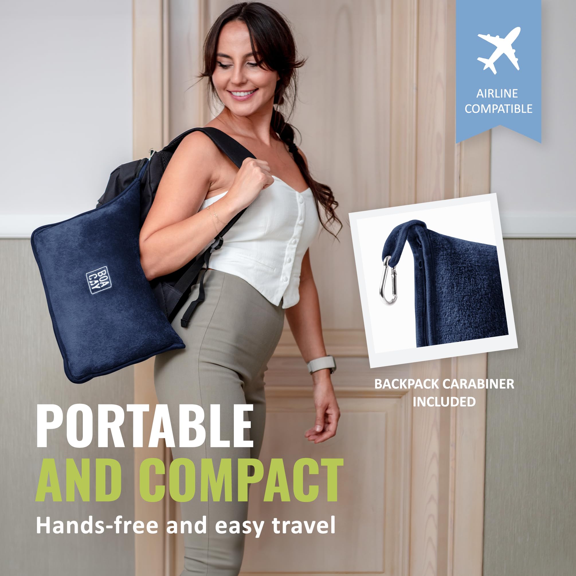 BOACAY travel blanket with luggage sleeve for easy hands-free travel