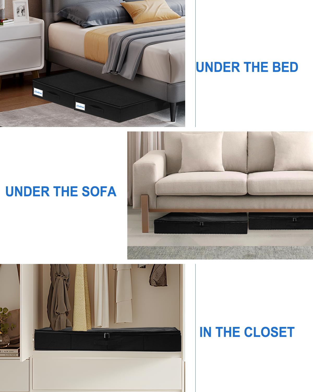 Boailydi under-bed storage bin folded collapsible for compact storage when not in use