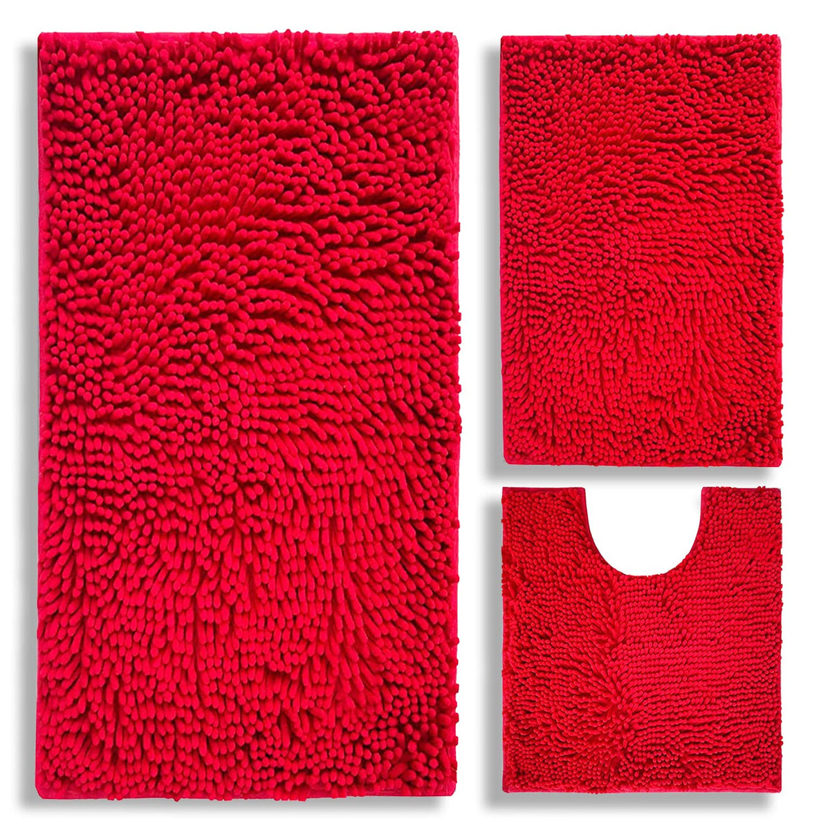 BOANKODU chenille 3-piece rug set – ultra-thick plush fibers for feet comfort