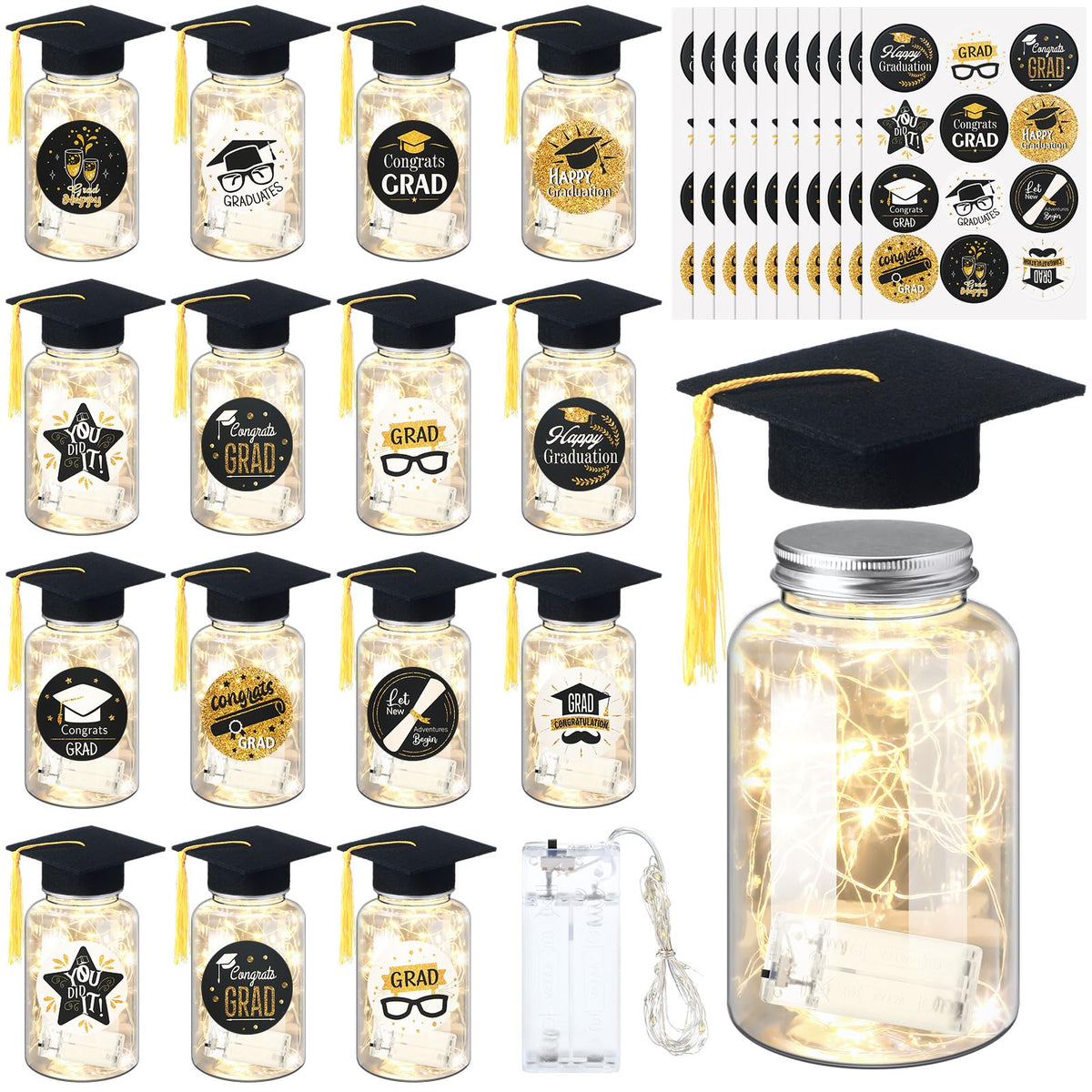 Boao graduation jar with lights adds warm ambiance to the party table