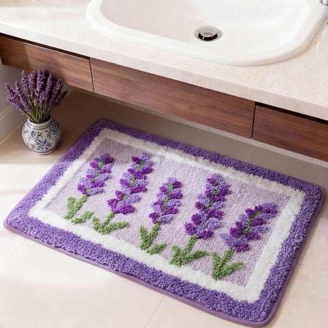 Boao lavender bath mat soft plush texture underfoot for comfort.