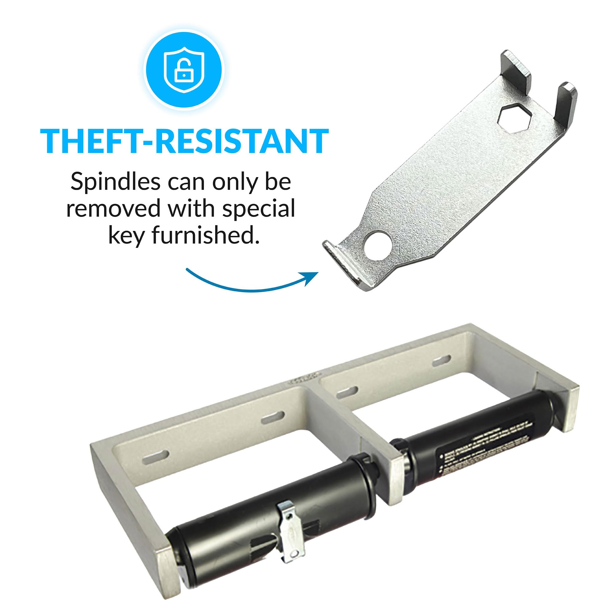 Bobrick B-2740 locking mechanism highlights theft-resistant security for facilities.