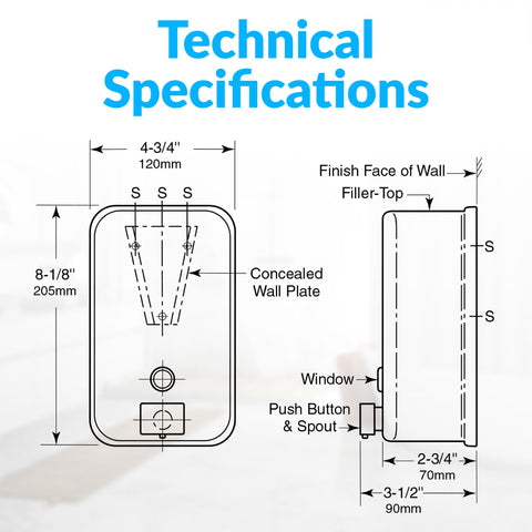 Bobrick ADA-friendly push-button operation enables one-handed soap dispensing.