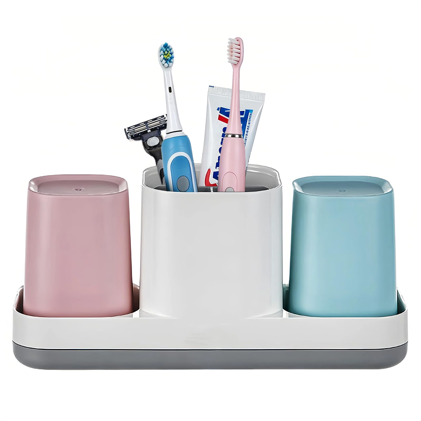 Boershun toothbrush holder with pink and blue accents for kid-friendly organization.