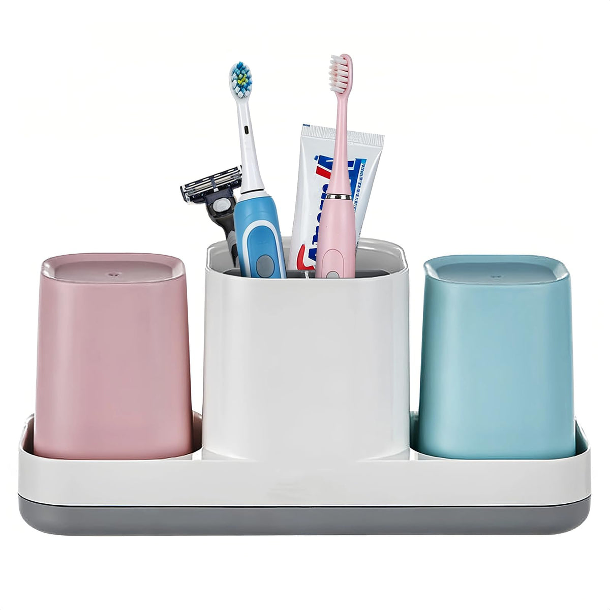 Boershun toothbrush holder with pink and blue accents for kid-friendly organization.