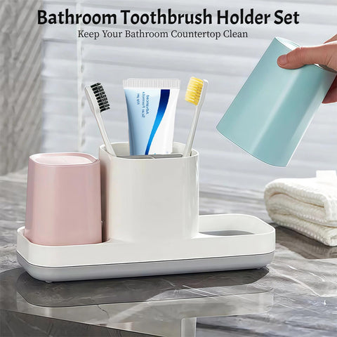 Boershun holder shows colorful cups keeping toothpaste neatly stored.