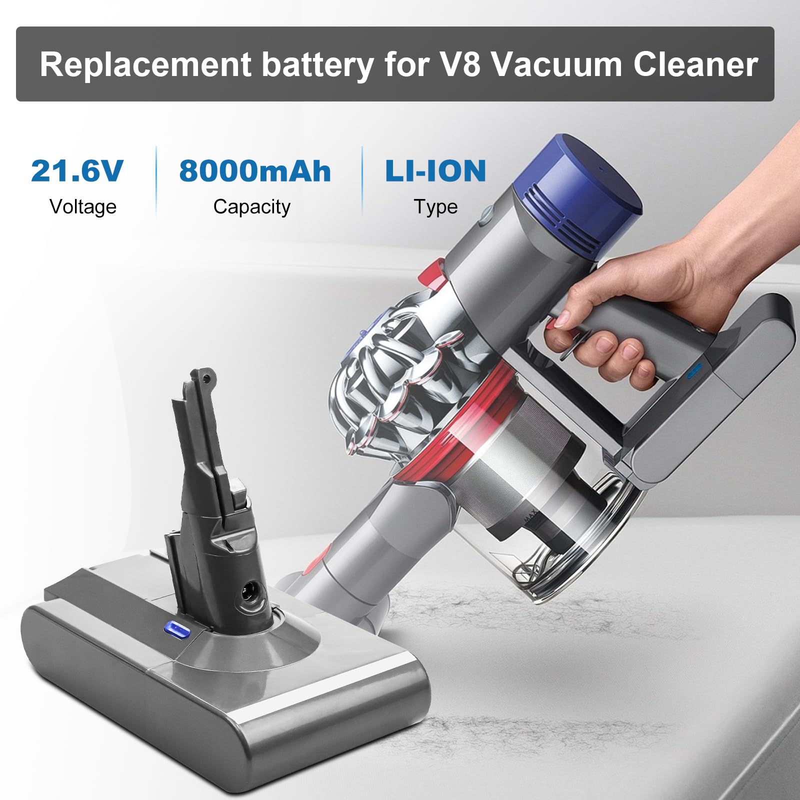 Boetpcr V8 battery pack highlights extended runtime for cleaning sessions