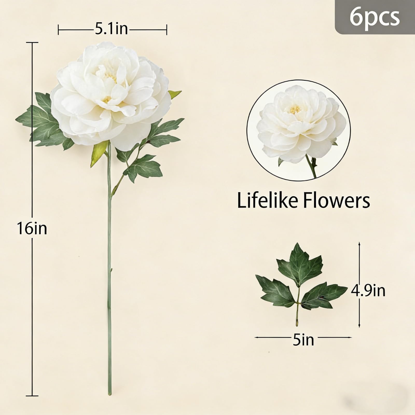 BOFUGA Peonies artificial flowers 16-inch stems for versatile vase displays