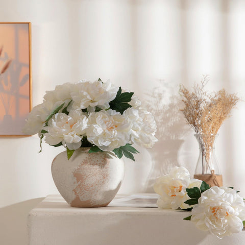 BOFUGA Peonies artificial flowers white silk petals resembling fresh blooms