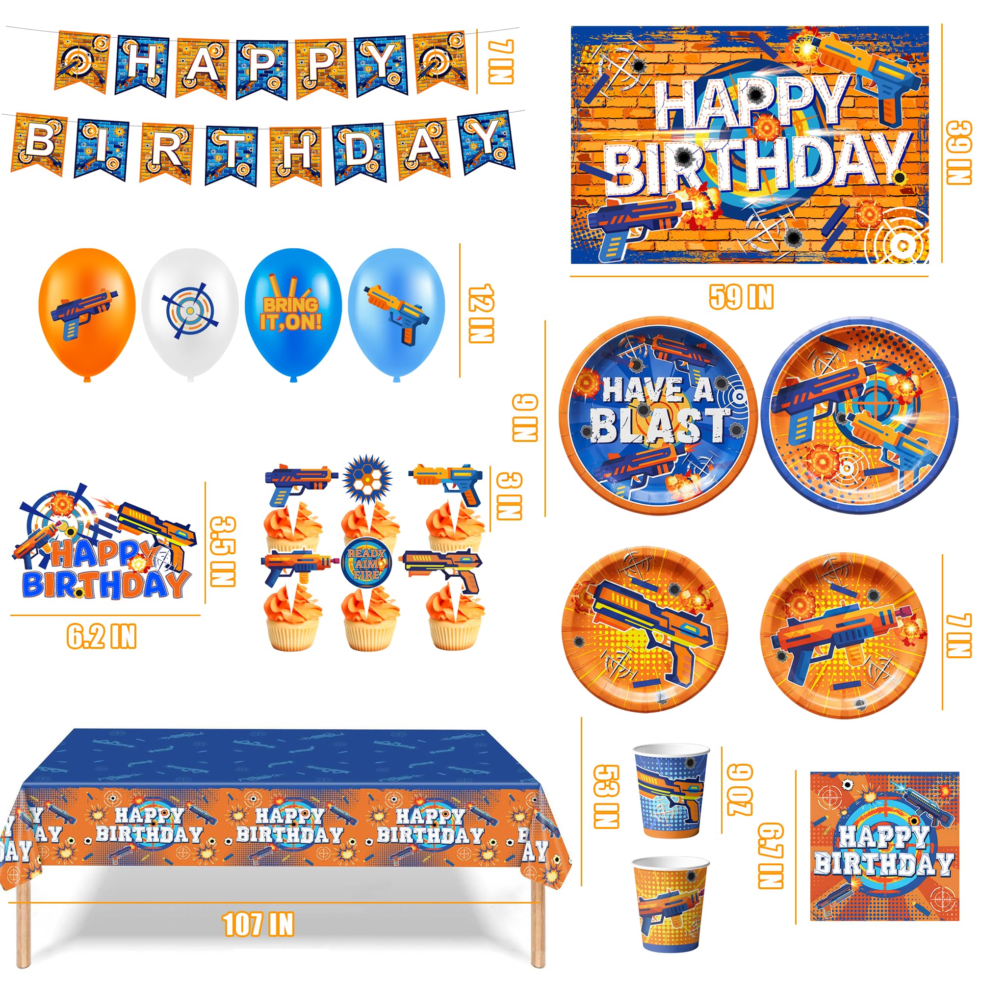 BOIUNPARTY Dart War plates 9in and 7in support meals for 20 guests