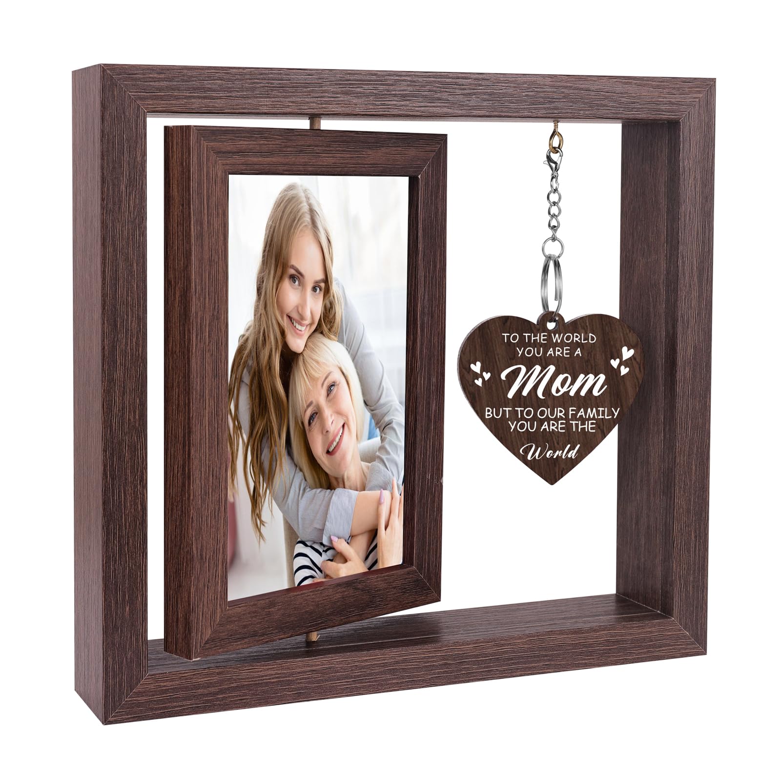 Boiveco rotating frame displaying two 4x6 photos with smooth 360-degree rotation.