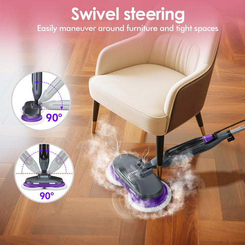 BOJUK Scrub & Steam Mop features a large 15.2 oz tank for longer cleans