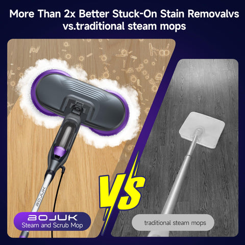 BOJUK Scrub & Steam Mop self-propelled drive reduces effort