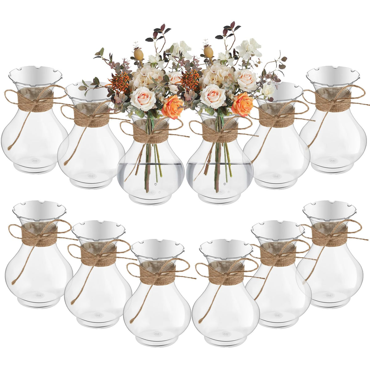 Bokon 5.7-inch small vase closeup shows durable clear plastic for elegant centerpieces.