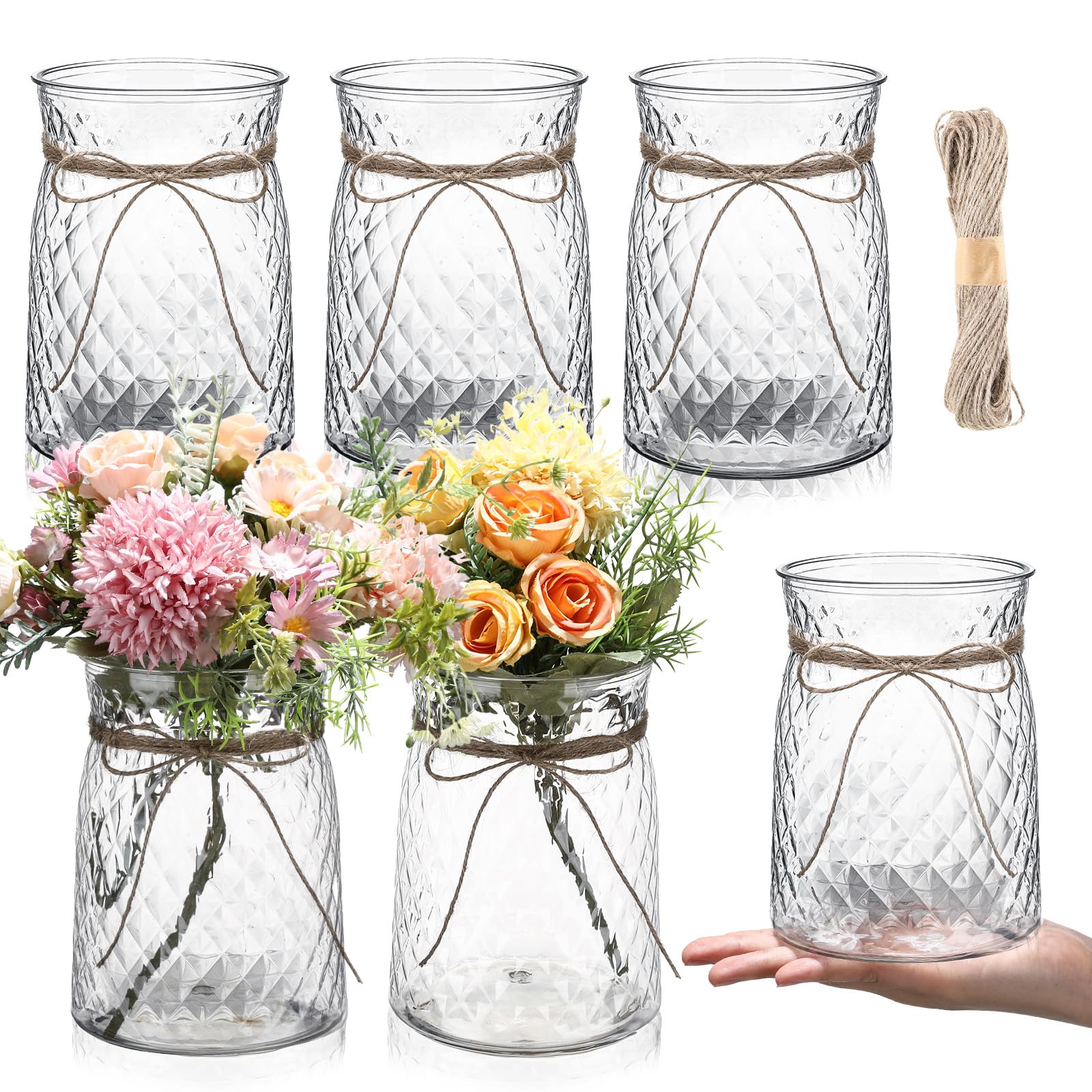 Bokon centerpiece vases with rope design set for elegant table decor