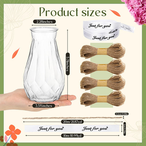 Bokon contents show vases, twine, and ribbon for gifting projects