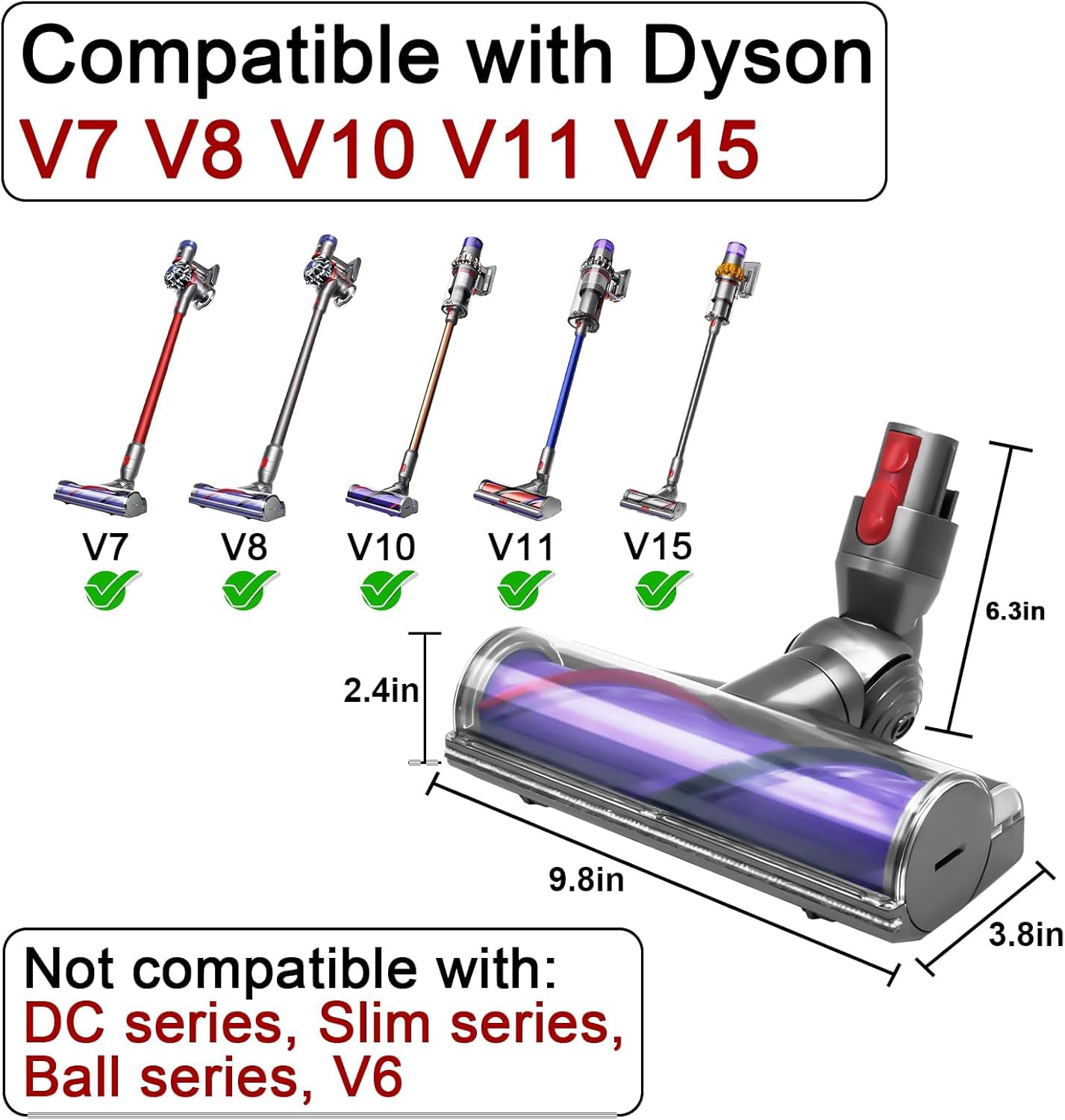 Bolan-Tech Dyson cleaner head compatibility chart visual for model fit guidance
