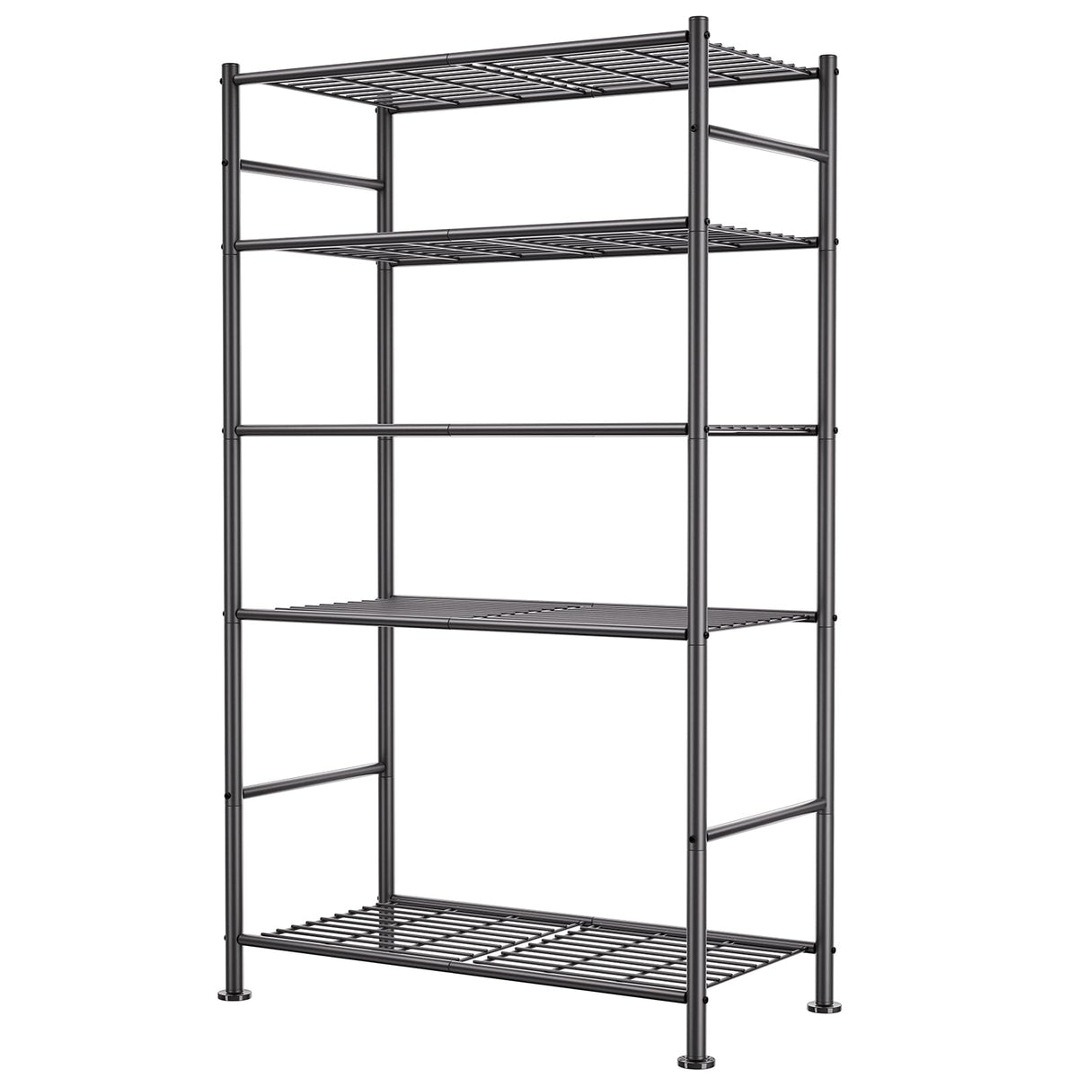BolDuck 5-tier shelf organizer rack showing compact storage for tight spaces