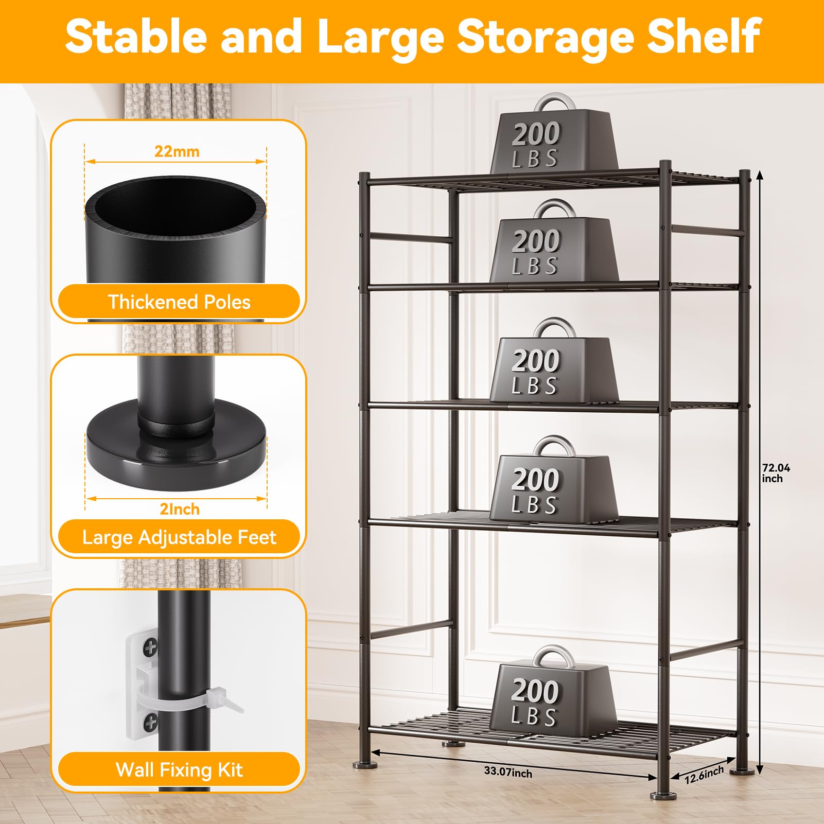 BolDuck shelves with anti-rust coating staying durable in kitchen, bathroom or garage