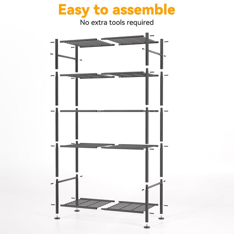 BolDuck versatile black shelf fits pantry, closet, or kitchen