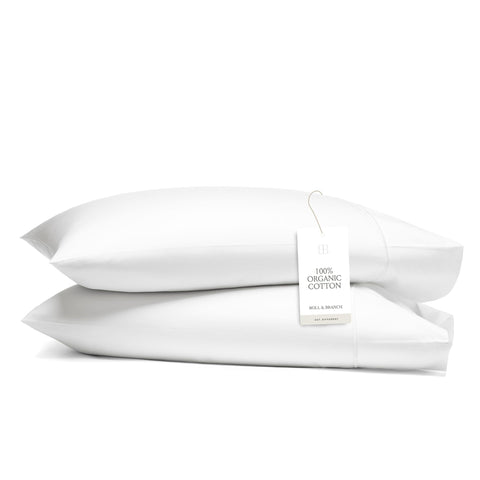 Boll and Branch Signature Hemmed Pillowcase Set King White shows buttery-soft, breathable sleep