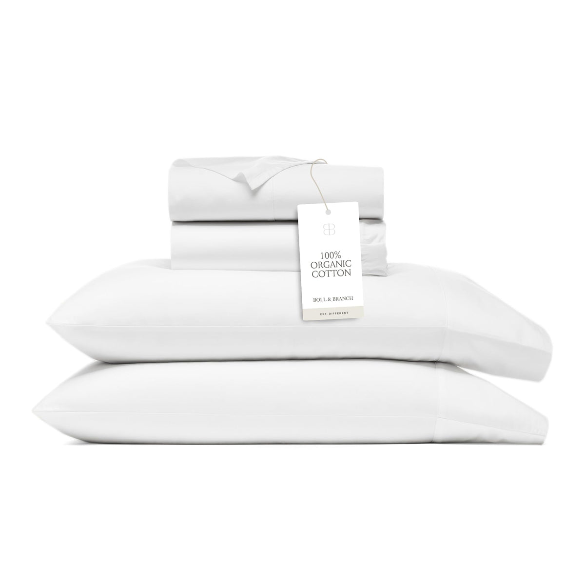BOLL & BRANCH Signature Hemmed Sheet Set overview in white, soft and inviting