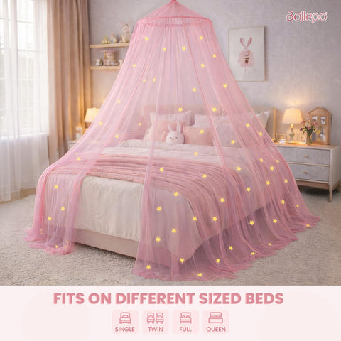 Bollepo princess netting canopy creates magical in-room princess nook.
