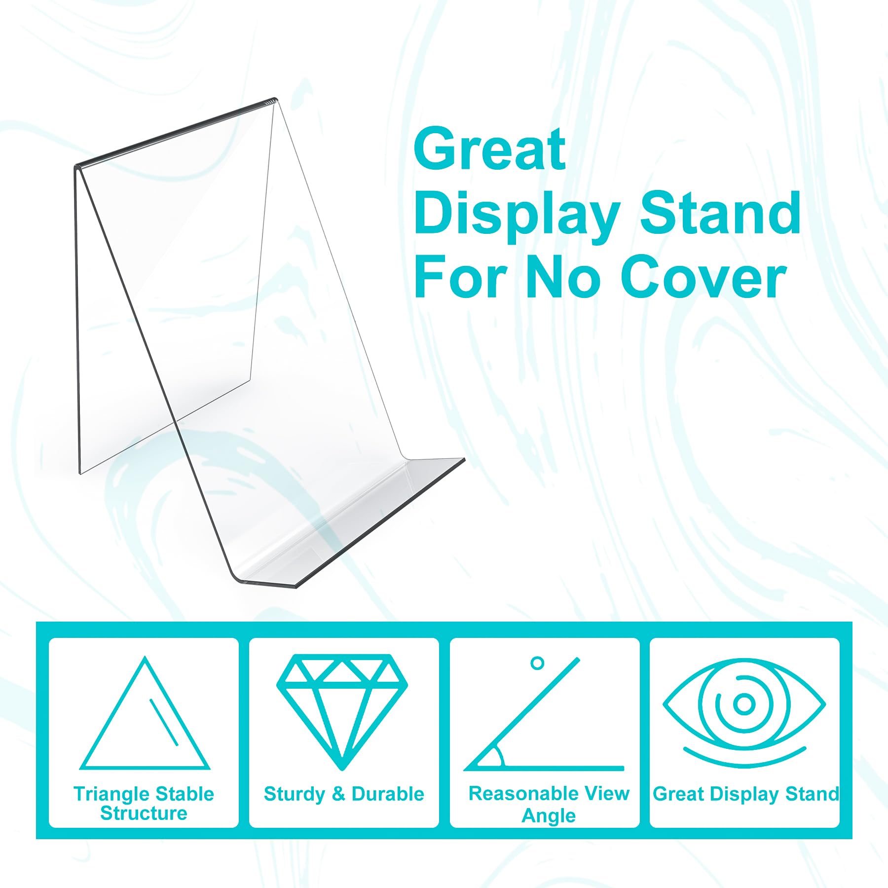 Boloyo clear acrylic easel emphasizes items with durable surface.