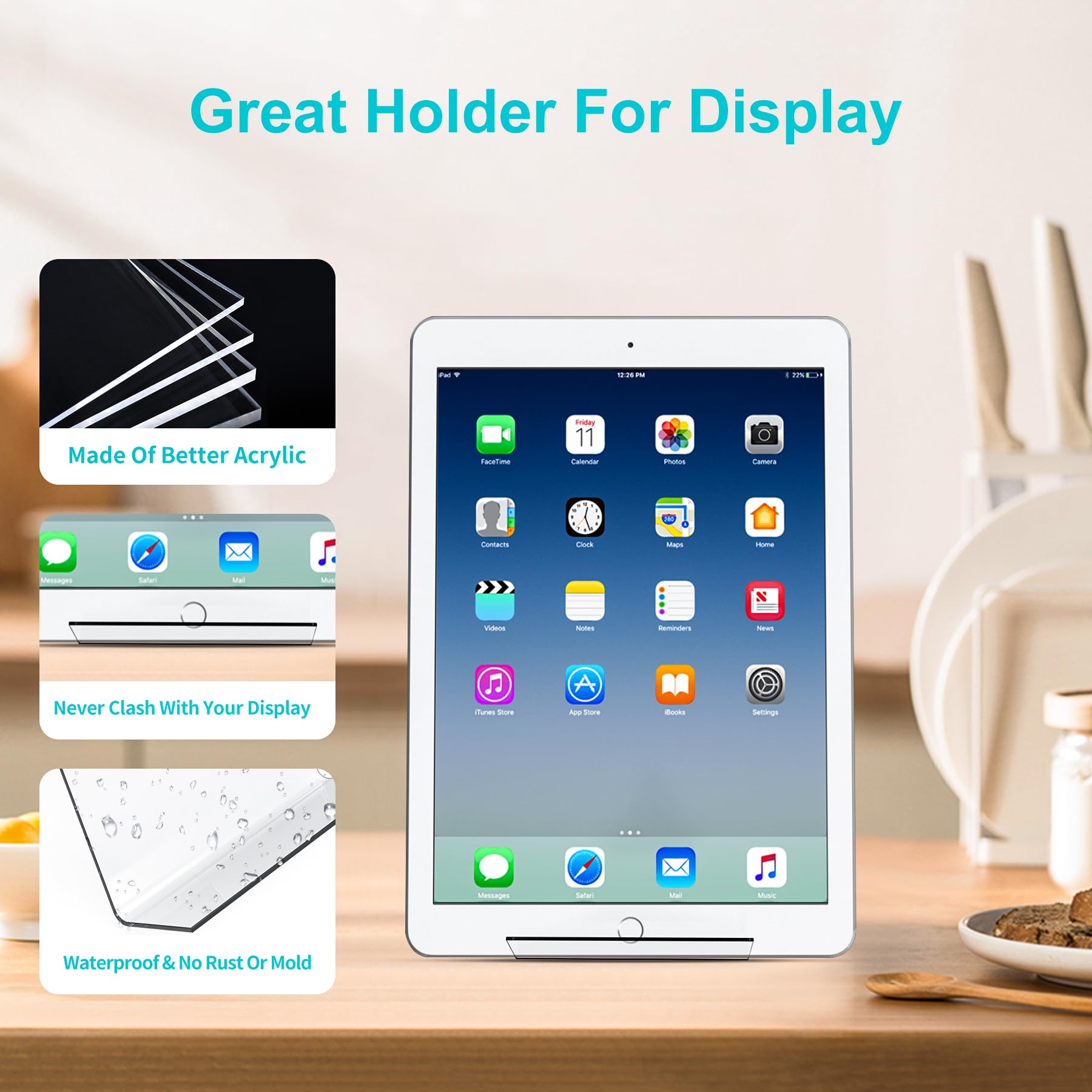 Boloyo 10-pack of clear acrylic stands for versatile displays.